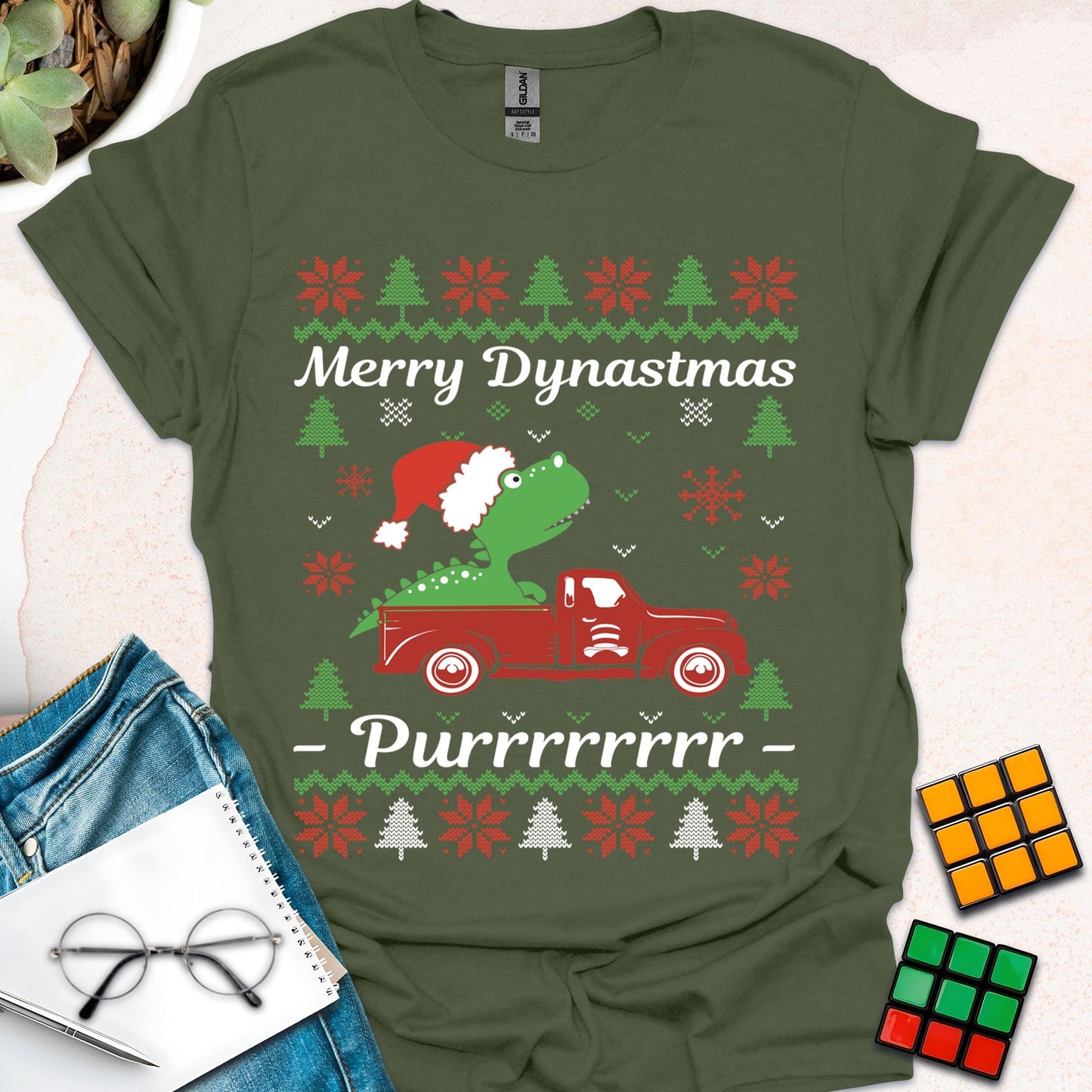 Merry Dynastmas Dinosaur  T-Shirt