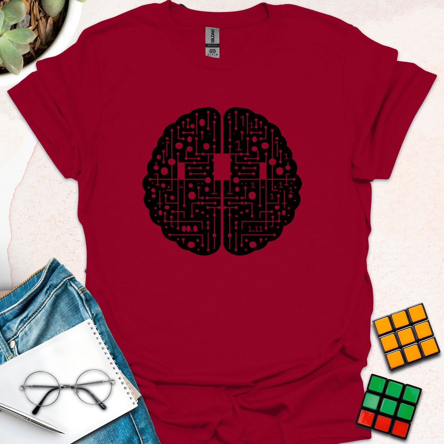 Circuitry of Genius: Programmer's Brain T-Shirt (Black Version)