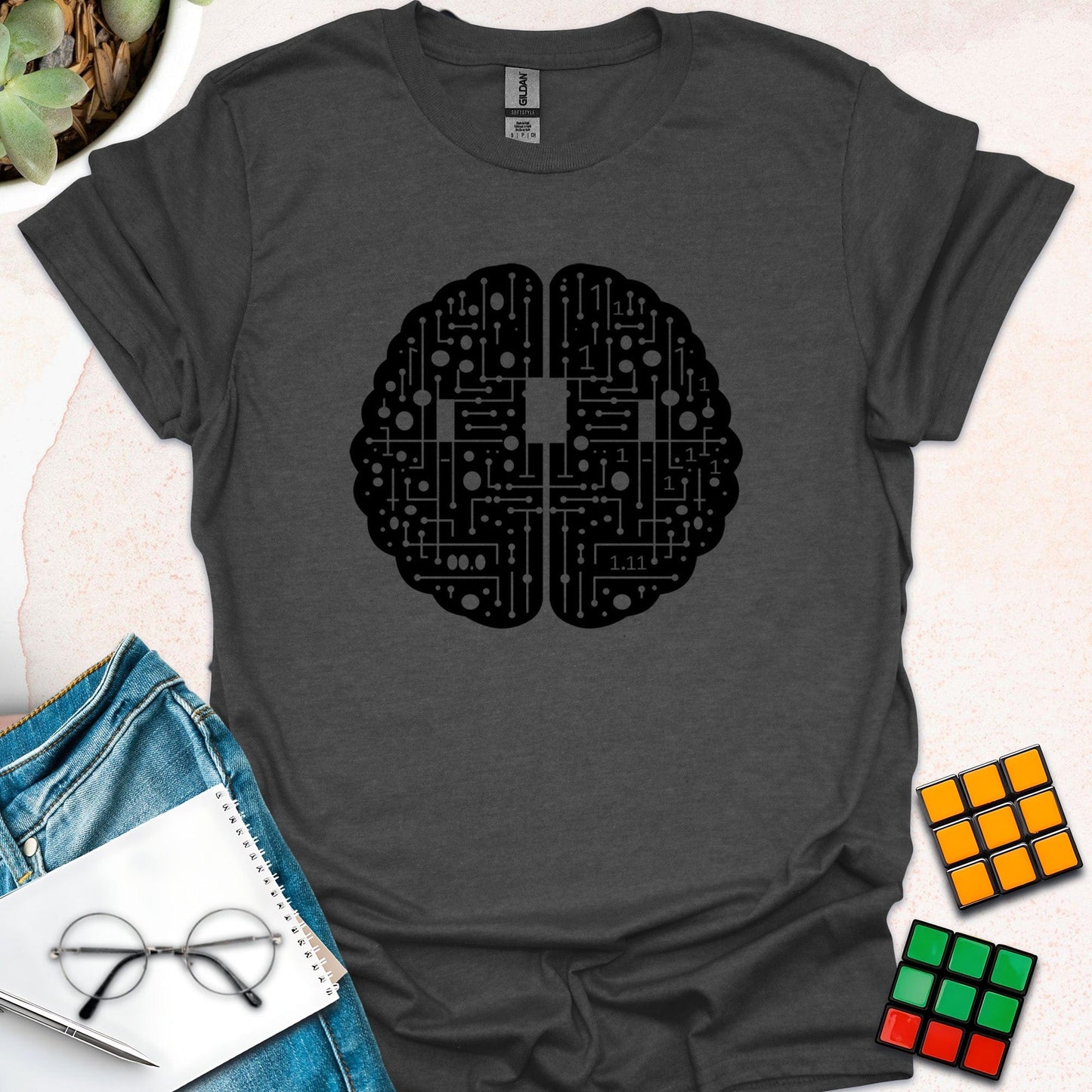 Circuitry of Genius: Programmer's Brain T-Shirt (Black Version)