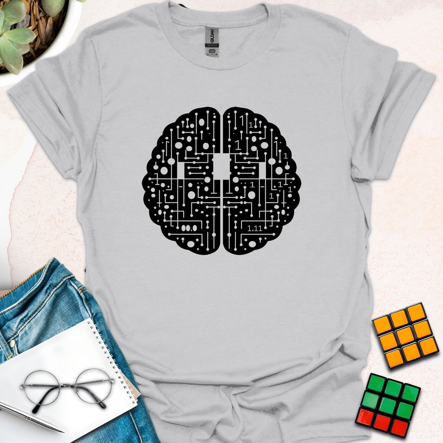 Circuitry of Genius: Programmer's Brain T-Shirt (Black Version)