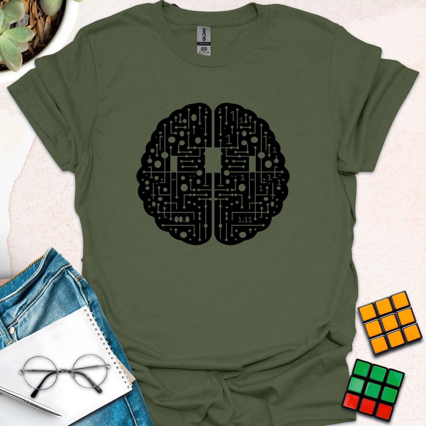 Circuitry of Genius: Programmer's Brain T-Shirt (Black Version)