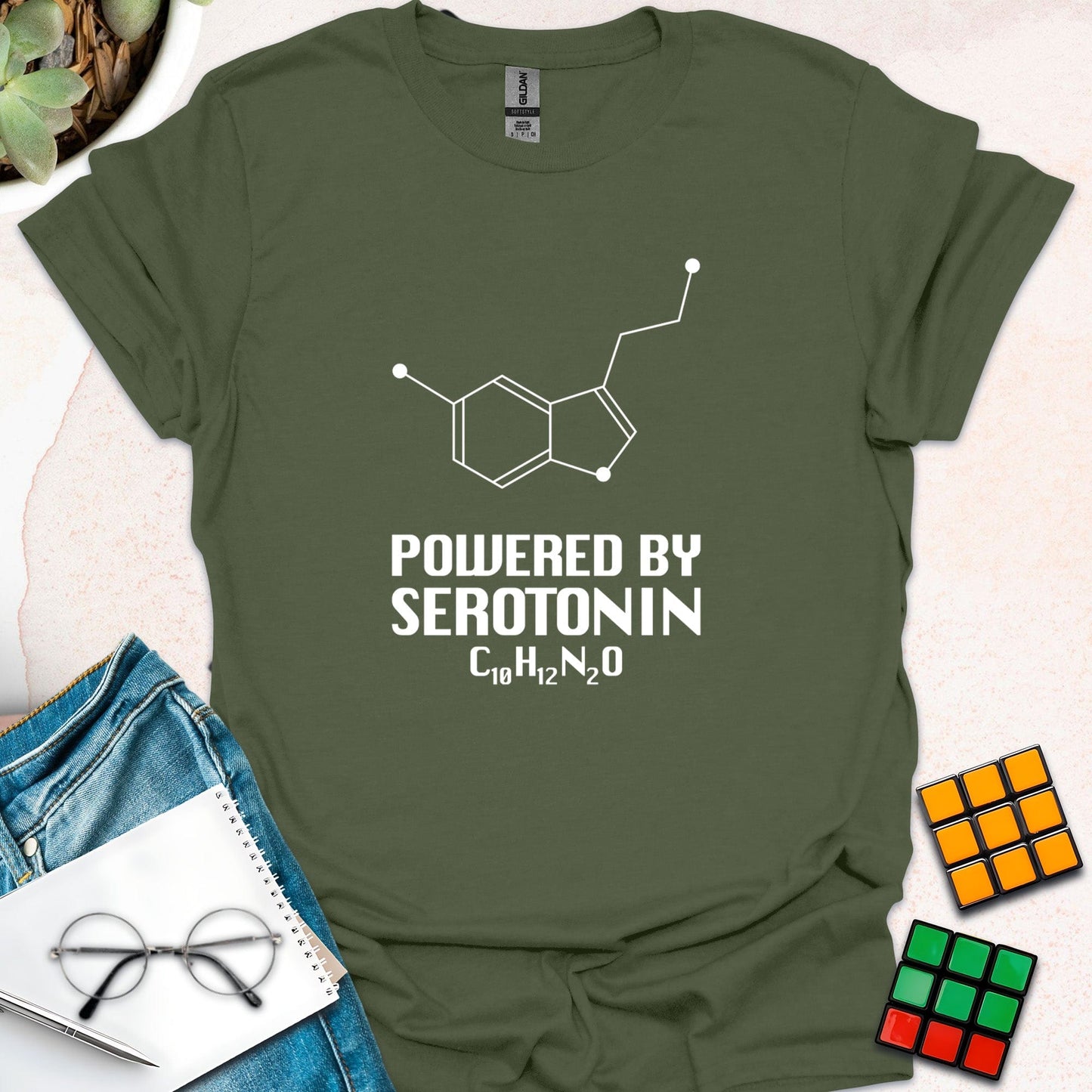 Powered by Serotonin – Happy Chemical T-Shirt